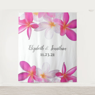 Beach Pink Plumeria Floral Hawaii Hochzeitstag Hin Wandteppich