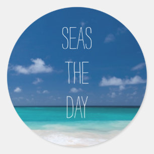 Beach Play of Words Runder Aufkleber