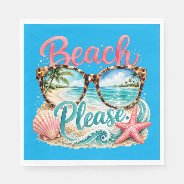 "Beach Please" Papier Serviette (Vorderseite)