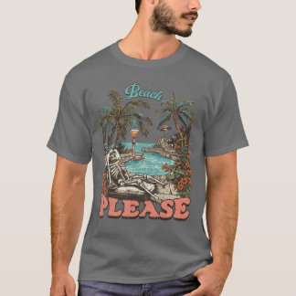 Beach Please Summerween Skeleton Beach Urlaub Ou T-Shirt