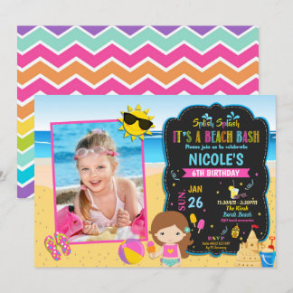 Beach Pool Geburtstagsparty Girl mit Foto Einladung