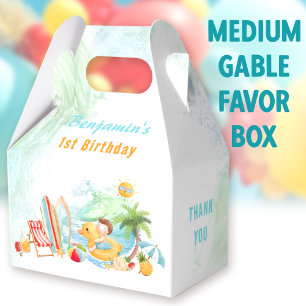 Beach Pool Party Sommer 1. Geburtstag Junge Medium Geschenkschachtel