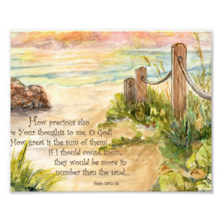 Beach Post Sunrise- Psalm 139:17-18a Fotodruck