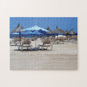Beach Print mit Lounge-Stühlen, Bambusschirme Puzzle