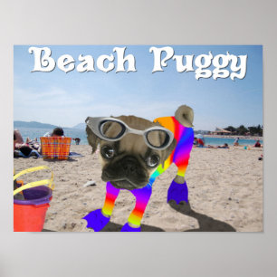Beach Puggy Poster