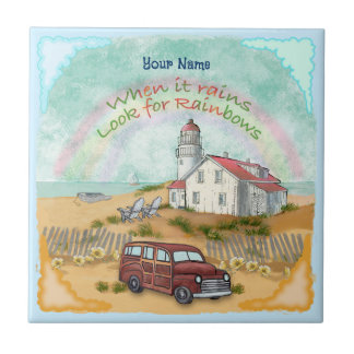 Beach Rainbow Lighthouse Fliese