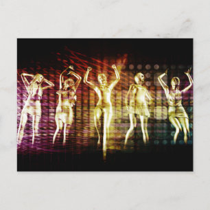 Beach Rave Party mit Disco Tanzschule Einladungspostkarte