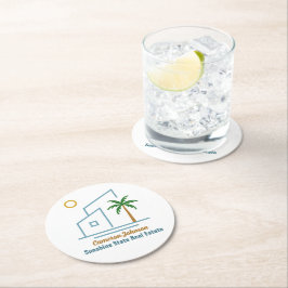 Beach Real Anwesen Company Niedlich anpassbar Runder Pappuntersetzer