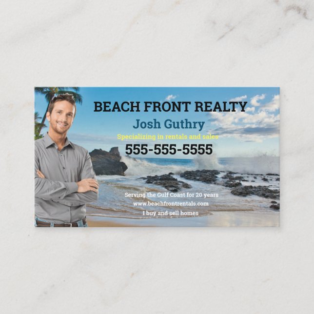 Beach Realtor Business Card Visitenkarte (Vorderseite)
