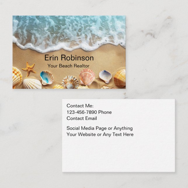 Beach Realtor Coastal Business Cards Visitenkarte (Vorne/Hinten)