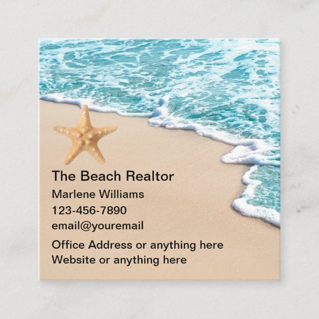 Beach Realtor Tropical Theme Visitenkarten Quadratische Visitenkarte (Vorderseite)