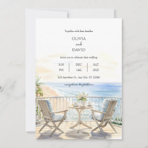 Beach Resort Balcony Ocean View Beach Hochzeit Einladung