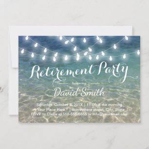 Beach Retirement Party String Lights Tropical Einladung