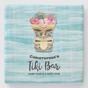  Beach Retro Tiki Bar Mit Monogramm Steinuntersetzer