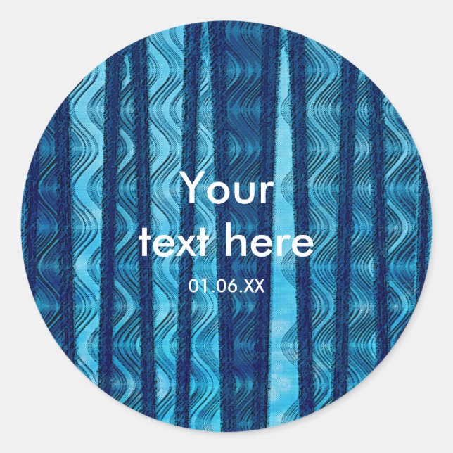 Beach Retro Waves Blue Vintag Gastgeschenk Sticker (Vorderseite)