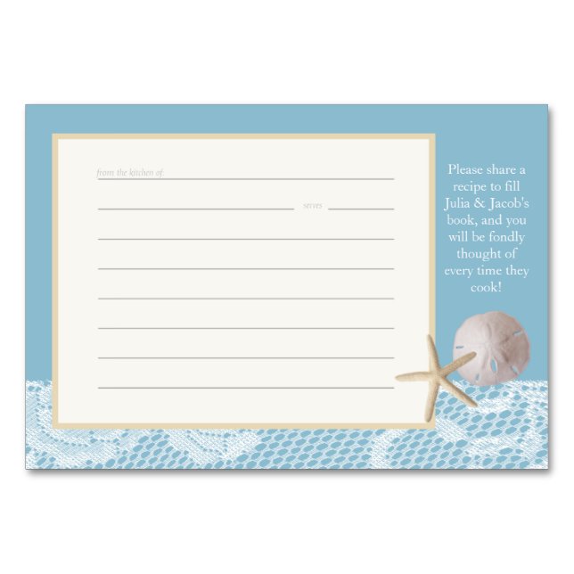 Beach Romance Rezept Card Blue Tischnummer (Vorderseite)