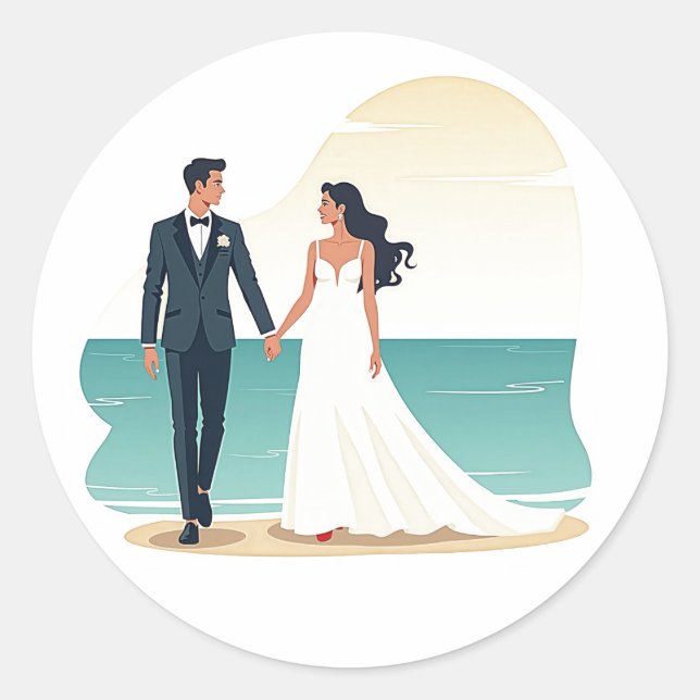 Beach Romance Wedding Sticker (Vorderseite)