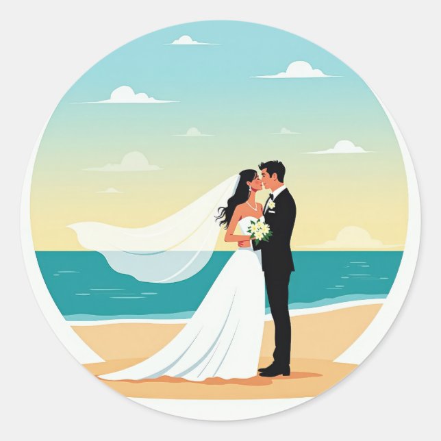Beach Romance Wedding Sticker (Vorderseite)