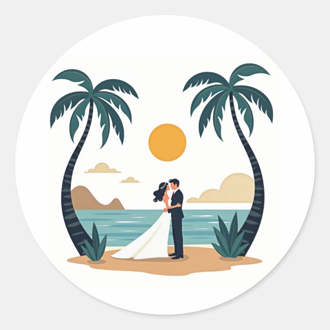 Beach Romance Wedding Sticker (Vorderseite)