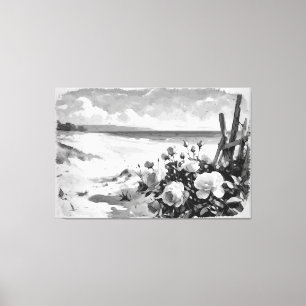 *~* Beach Rose B & W TV2 Stretchierte Canvas Print Leinwanddruck