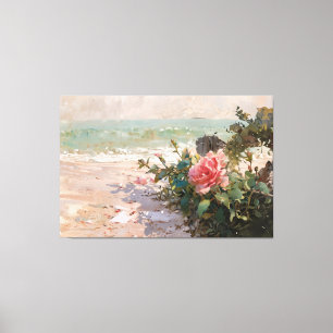 *~* Beach Rosen Nah Up TV2 Stretched Canvas Print Leinwanddruck