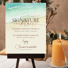 Beach Rosen Script Bachelorette Cocktails Untersch Poster