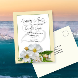 Beach Roses Jubiläums Party Einladung Postkarte
