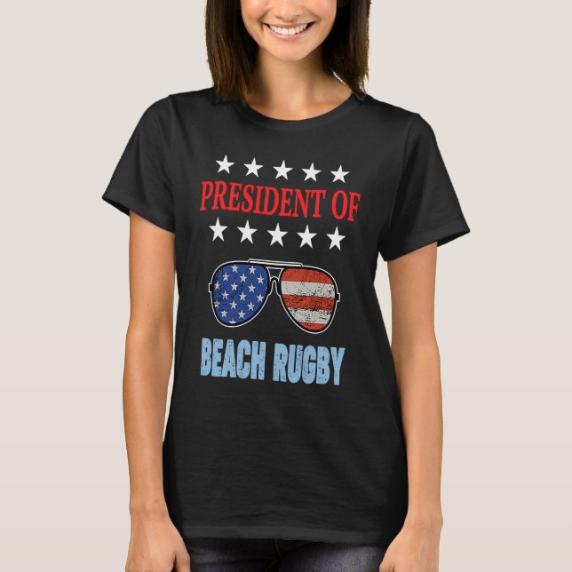 Beach Rugby Accessories  USA Flag Beach Saying T-Shirt (Vorderseite)