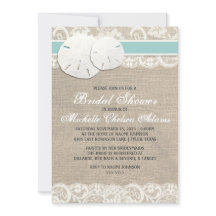 Beach Rustic Burlap Lace Bridal Dusche Einladung