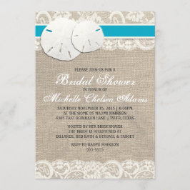 Beach Rustic Burlap Lace Bridal Dusche Einladung