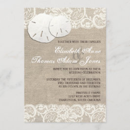 Beach Rustic Burlap Lace Hochzeit Einladung