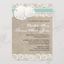 Beach Rustic Burlap Lace Hochzeit Einladung