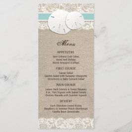 Beach Rustic Burlap Lace Menu Card - Türkisch Menükarte