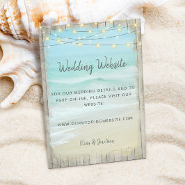 Beach Rustic Wood Aqua Blue Waves Hochzeitswebsite Begleitkarte