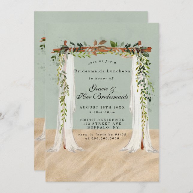 Beach Sand Canopy Bridesmaids Luncheon Invites (Vorne/Hinten)