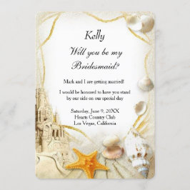 Beach Sand Castle Wedding Bridesmaid Einladung