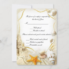 Beach Sand Castle Wedding Response Card Einladung