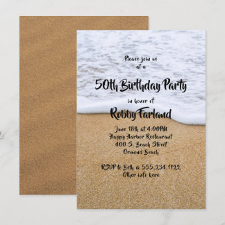 Beach Sand Custom Age Geburtstagsparty Einladung