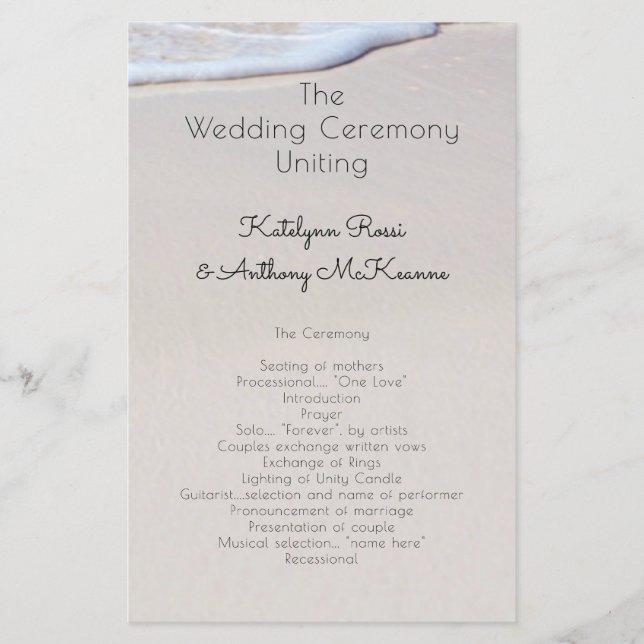 Beach Sand Custom - erschwingliches Hochzeitsprogr (Vorderseite)