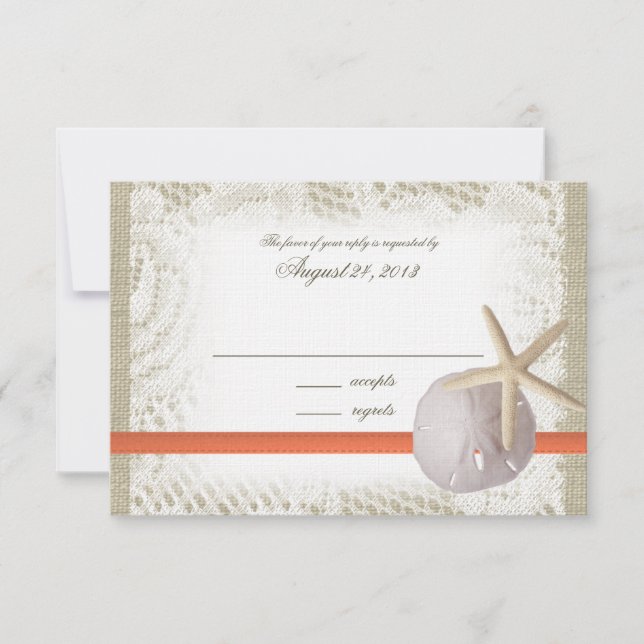 Beach Sand Dollar Hochzeitskarte RSVP Karte (Vorderseite)