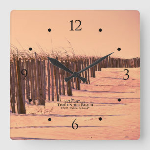 Beach Sand Dunes Fence Clock Quadratische Wanduhr