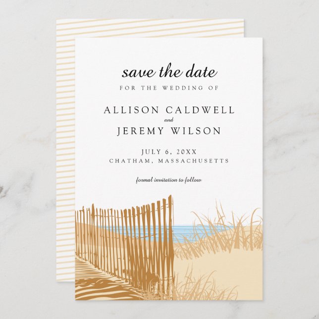 Beach Sand Dunes Wedding retten das Datum Save The Date (Vorne/Hinten)