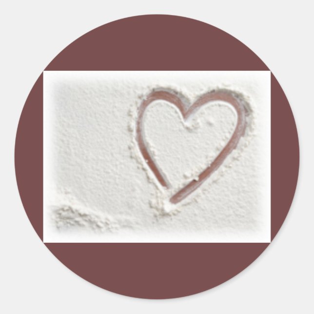 Beach Sand Heart Runder Aufkleber (Vorderseite)