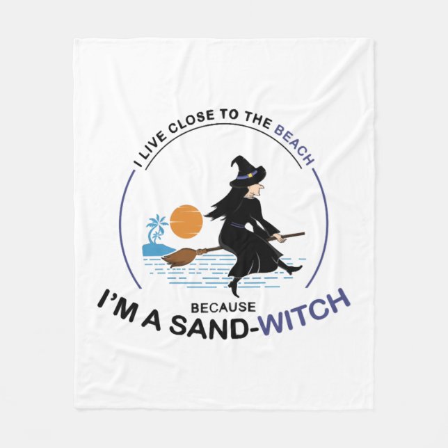 Beach Sand-Hexe für Halloween-Party Fleecedecke (Vorderseite)