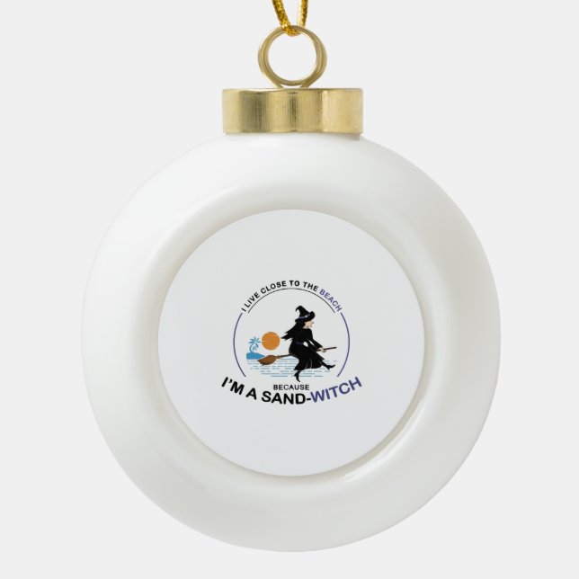 Beach Sand-Hexe für Halloween-Party Keramik Kugel-Ornament (Vorderseite)