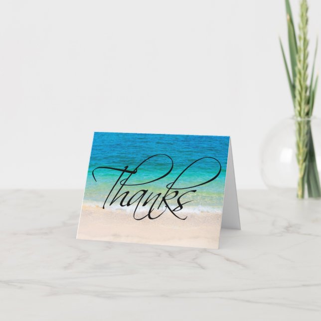 Beach Sand Ocean Thanks Thank You Note Card Dankeskarte (Vorderseite)