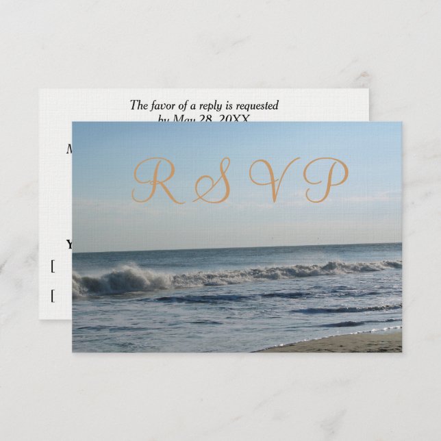 Beach Sand Ocean Waves Hochzeit RSVP (Vorne/Hinten)