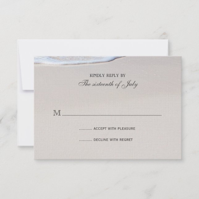 Beach Sand, Sand Dollars 4Bar Wedding Reply Card RSVP Karte (Vorderseite)