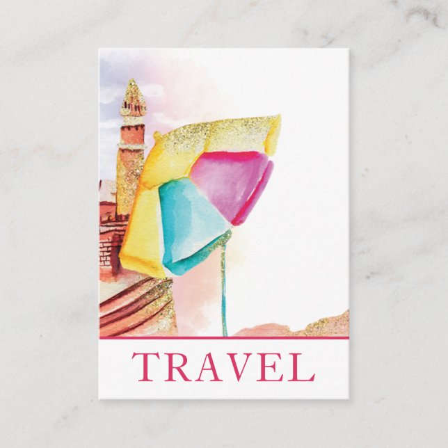 *~* Beach Sand Sea Travel QR Tourismus Visitenkarte (Vorderseite)