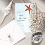 Beach Sand Starfish Einladung zur Hochzeit<br><div class="desc">Erleben Sie Ihre Freunde und Familie mit diesen skurrilen 5" x 7" Hochzeitseinladungen mit Aquarelltonsand mit Seestern und Platzhaltern für eine Einführung: "Bitte schließen Sie uns am Strand an,  um die Hochzeit von" Hochzeitspaar Vornamen,  Datum,  Uhrzeit,  Ort und Empfang zu feiern,  "Empfang folgt,  Abendessen,  offene Bar,  Unterhaltung & Tanzen".</div>